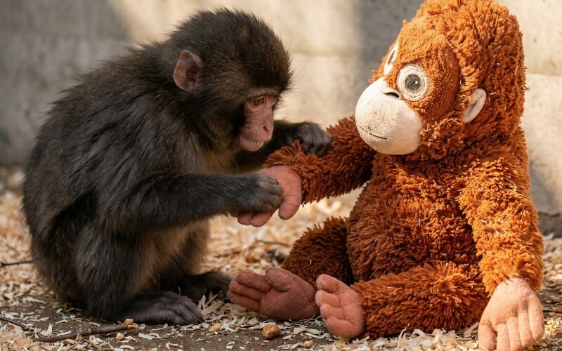 mono-punch-jugando-con-peluche